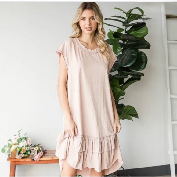 Oli & Hali Tan Ruffle Hem Dress - Picture 3 of 7